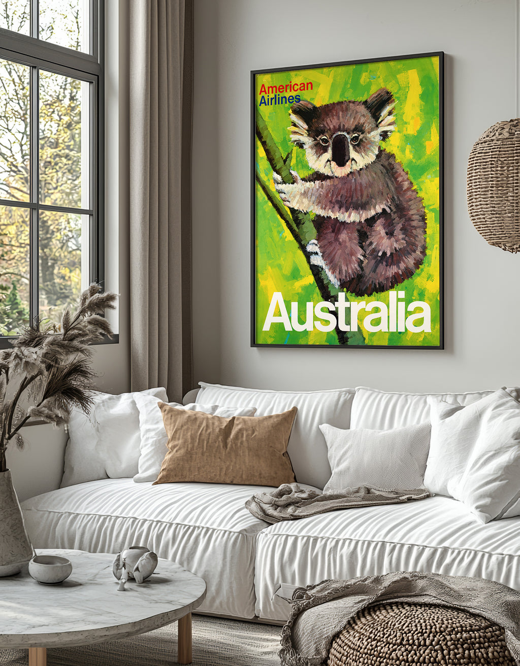 Hi-Res Print - A4, A3...20x30 Zoll... American Airlines, Australien, 1970, Koala - Vintage Airline Poster