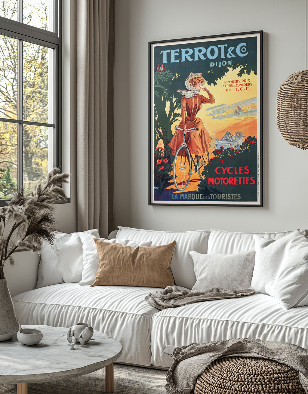 Hochauflösender Druck - A4, A3...20x30 Zoll... Fahrräder Motorräder, Terrot und C, Dijon du TCF, La Marque Des Touristes - Vintage Fahrradwerbeplakat