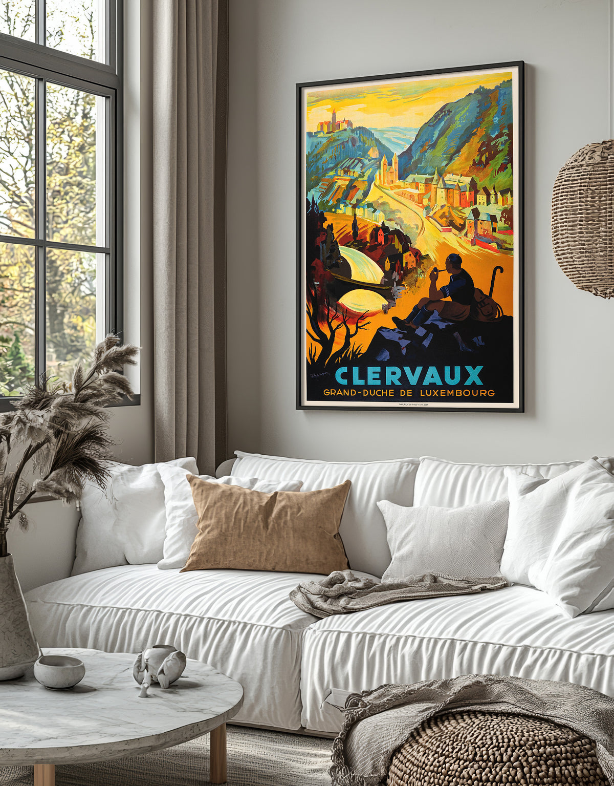Hi-Res Print - A4, A3...20x30 Zoll... Werbeplakat für Clerf - Großherzogtum, Luxemburg, 1935 - Vintage-Reiseplakat