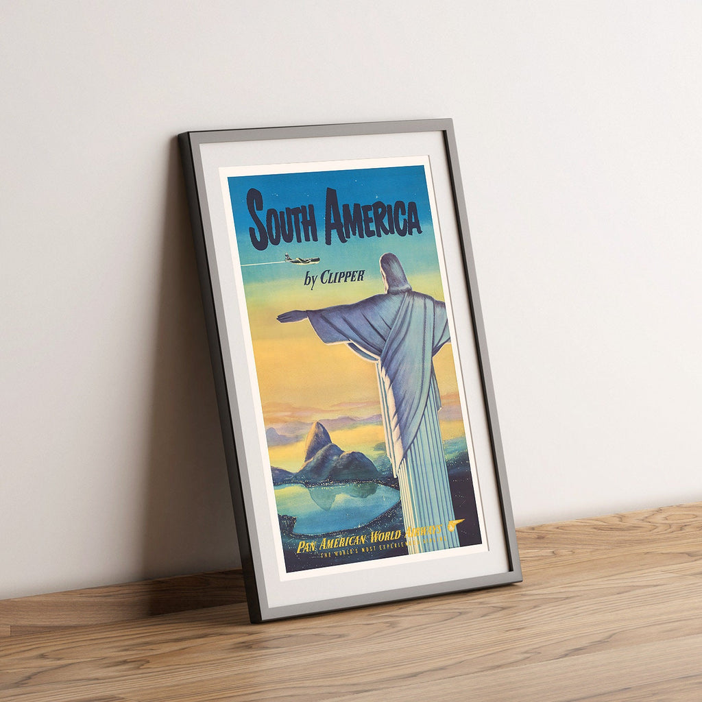 Vintage Fine Art Poster – A4, A1... 20x30 Zoll... Pan Am, Pan American Werbeplakat – Südamerika, Brasilien – Airline-Reiseprint