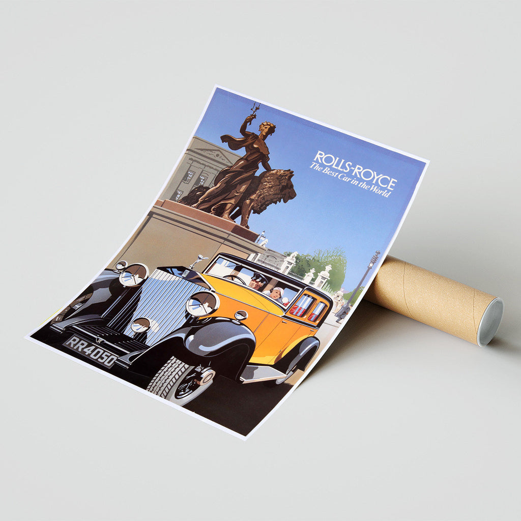 Hochauflösender Druck - A4, A3...20x30 Zoll... Rolls-Royce Werbung - Das beste Auto der Welt, Vintage Auto Werbeplakat