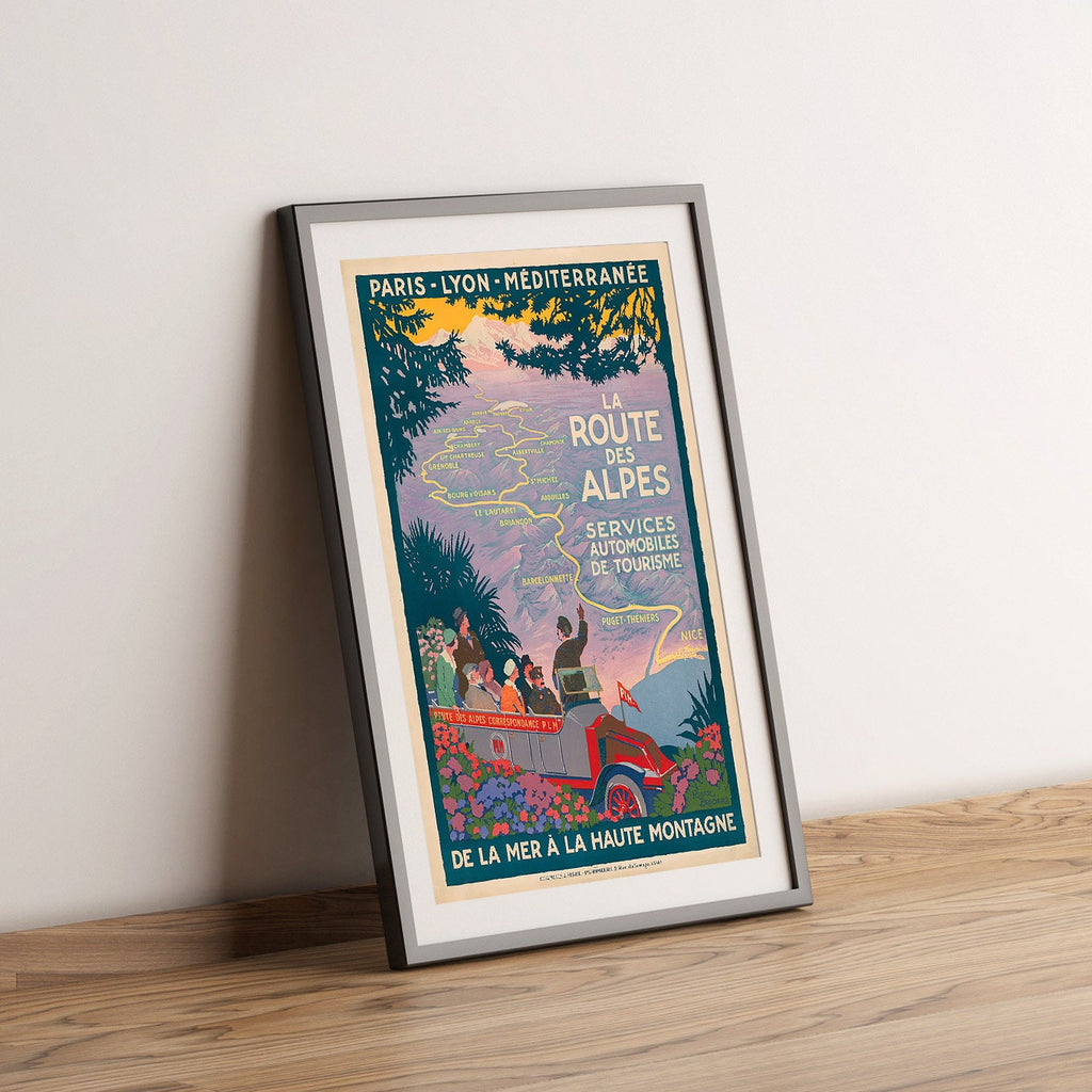 Vintage Fine Art Poster - A4, A1...20x30 Zoll... Alpenstraße, La Route Des Alpes, PLM - Vintage Reiseplakat