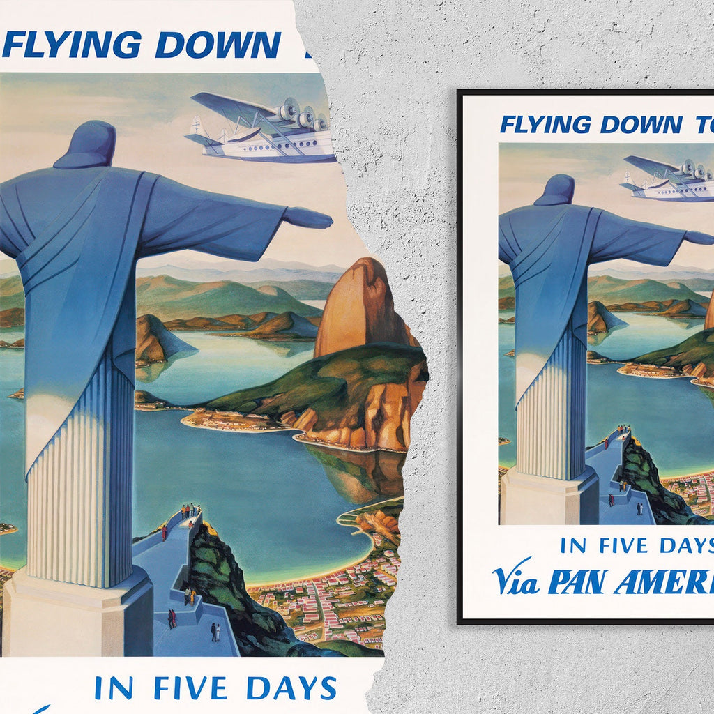 Hochauflösender Druck - A4, A3... 20x30 Zoll... Pan Am Plakat - Südamerika, Brasilien - Vintage Airline Plakat