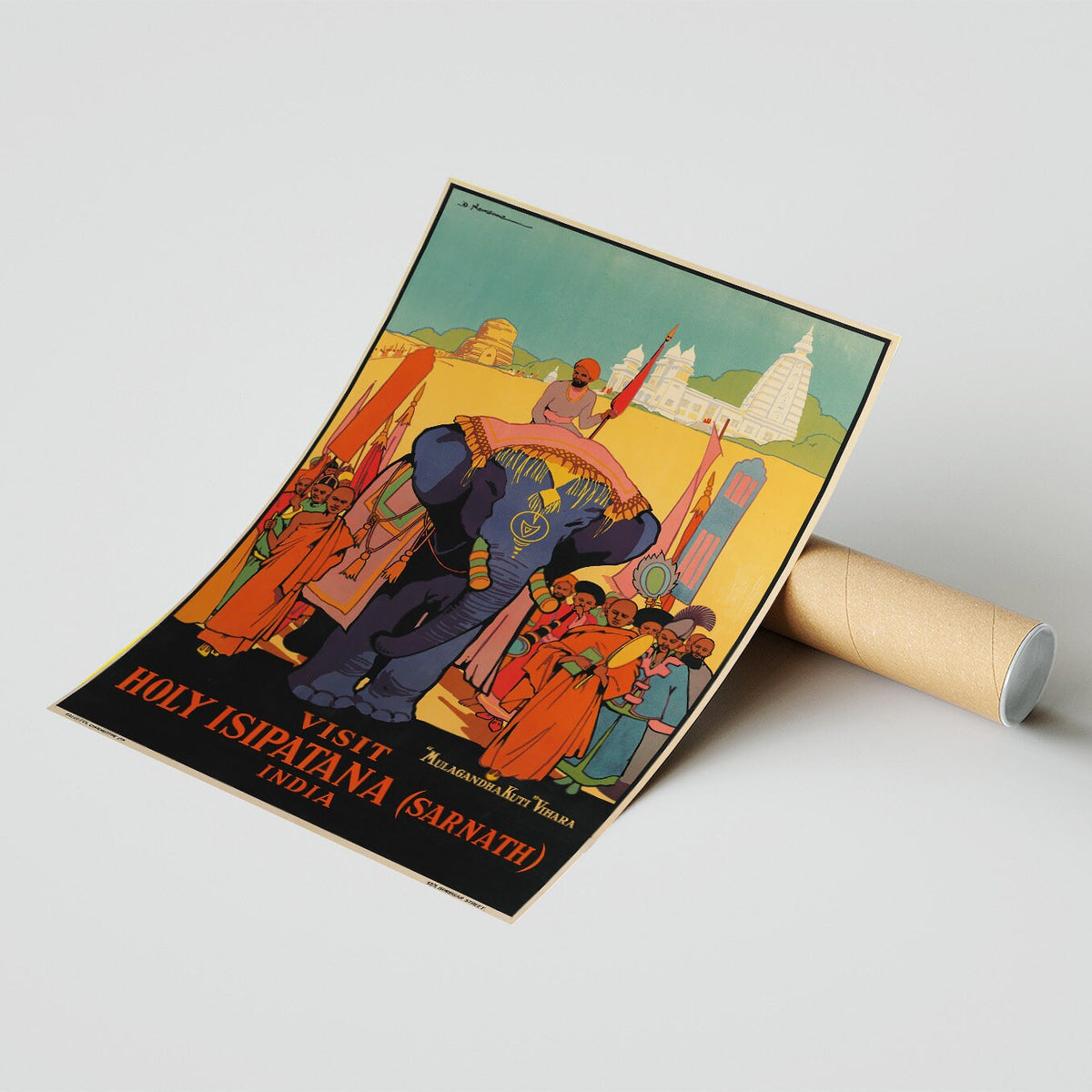 Vintage Kunstdruckposter – A4, A1...20x30 Zoll... Besuchen Sie Holy Isipatana, Indien – Vintage-Reiseplakat