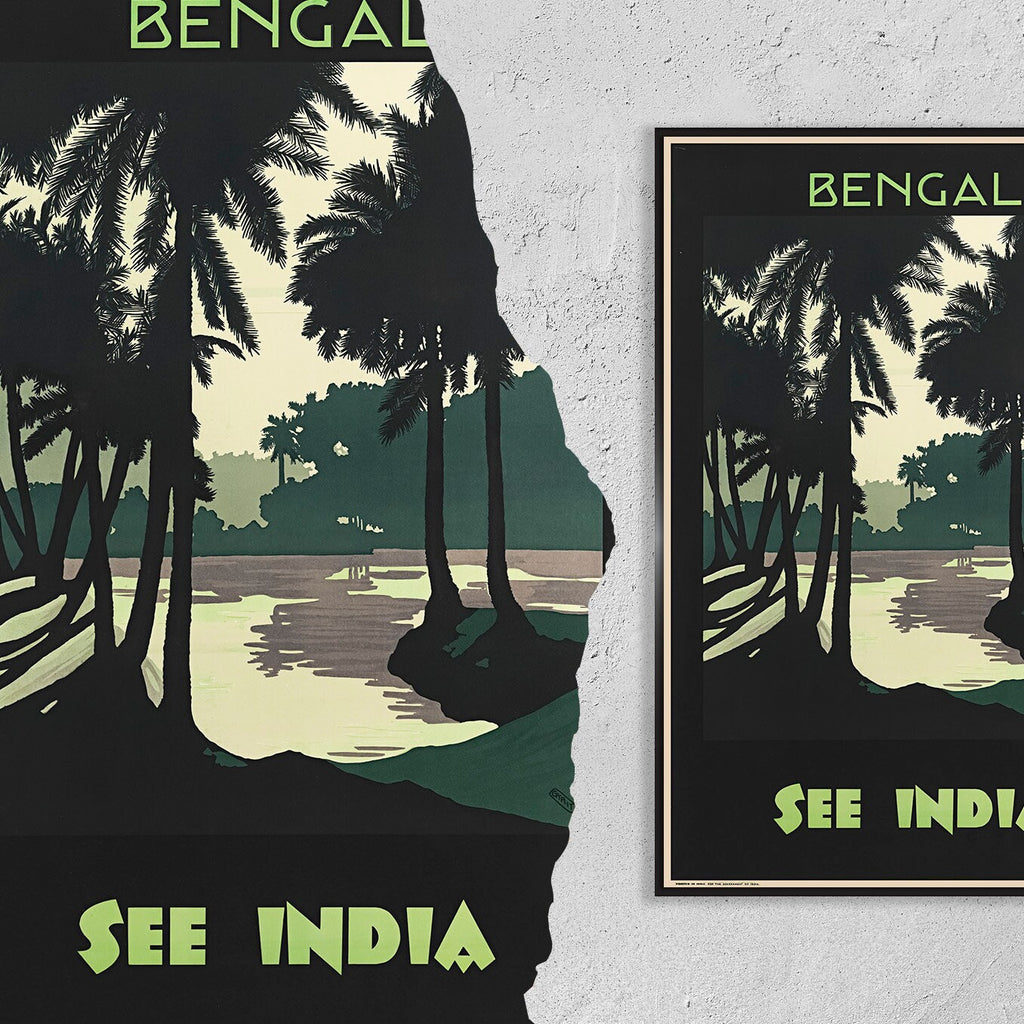 Hi-Res Print - A4, A3...20x30 Zoll... Bengalen, Besuchen Sie Indien - Vintage-Reiseplakat