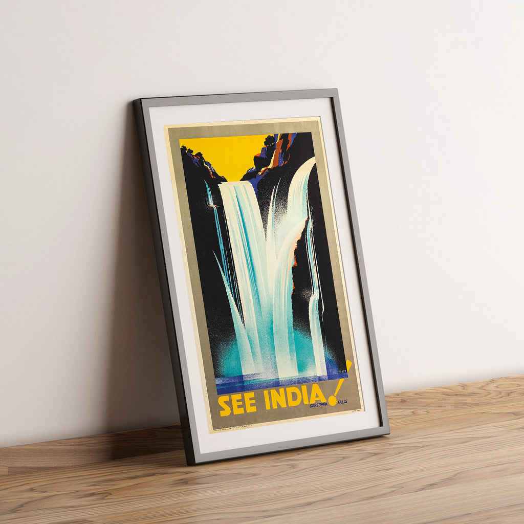 Hochauflösender Druck - A4, A3...20x30 Zoll... Gersoppa-Fälle, Siehe Indien - Vintage-Reiseposter