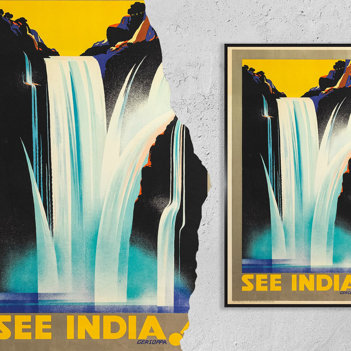 Hochauflösender Druck - A4, A3...20x30 Zoll... Gersoppa-Fälle, Siehe Indien - Vintage-Reiseposter