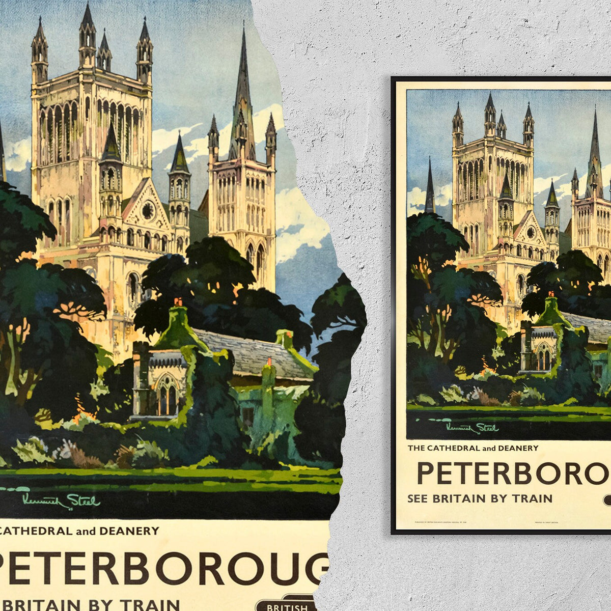 Hi-Res-Druck - A4, A3...20x30 Zoll... Zug Kathedrale Peterborough British Railways - Vintage Reiseplakat