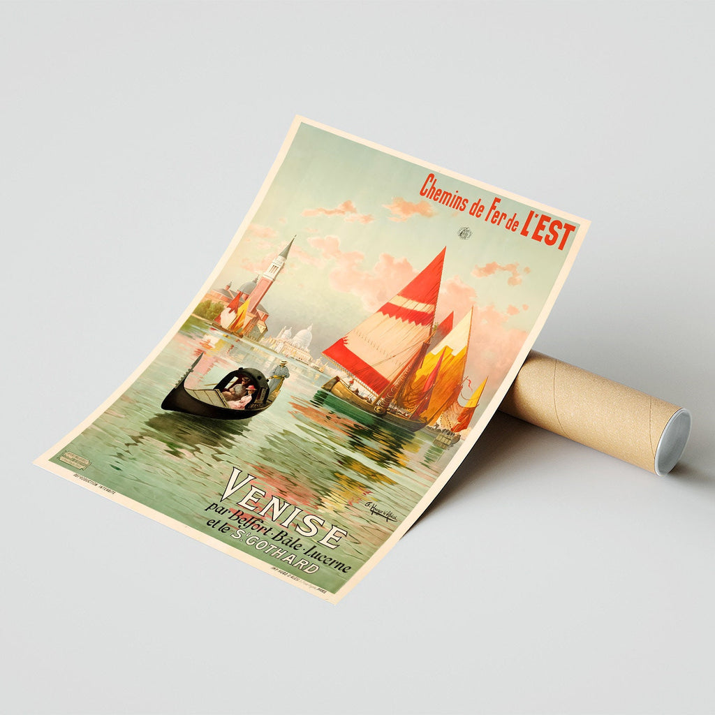 Hi-Res Print - A4, A3...20x30 Zoll... Venedig Gondel Bragozzo San Marco 1890 - Vintage Airline Poster