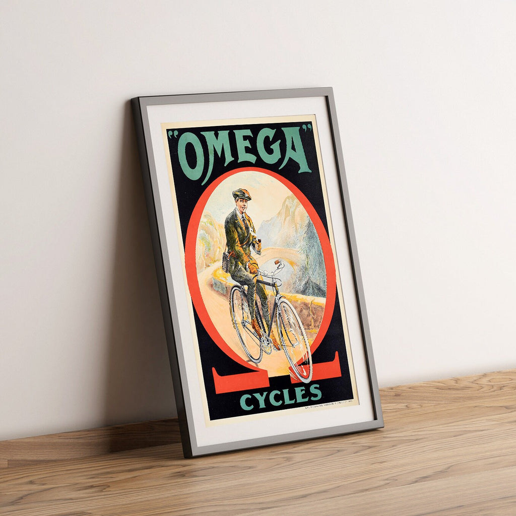 Hi-Res Druck - A4, A3...20x30 Zoll... Omega Cycles Dorfinant Fahrrad, 1920 - Vintage Fahrradwerbeplakat