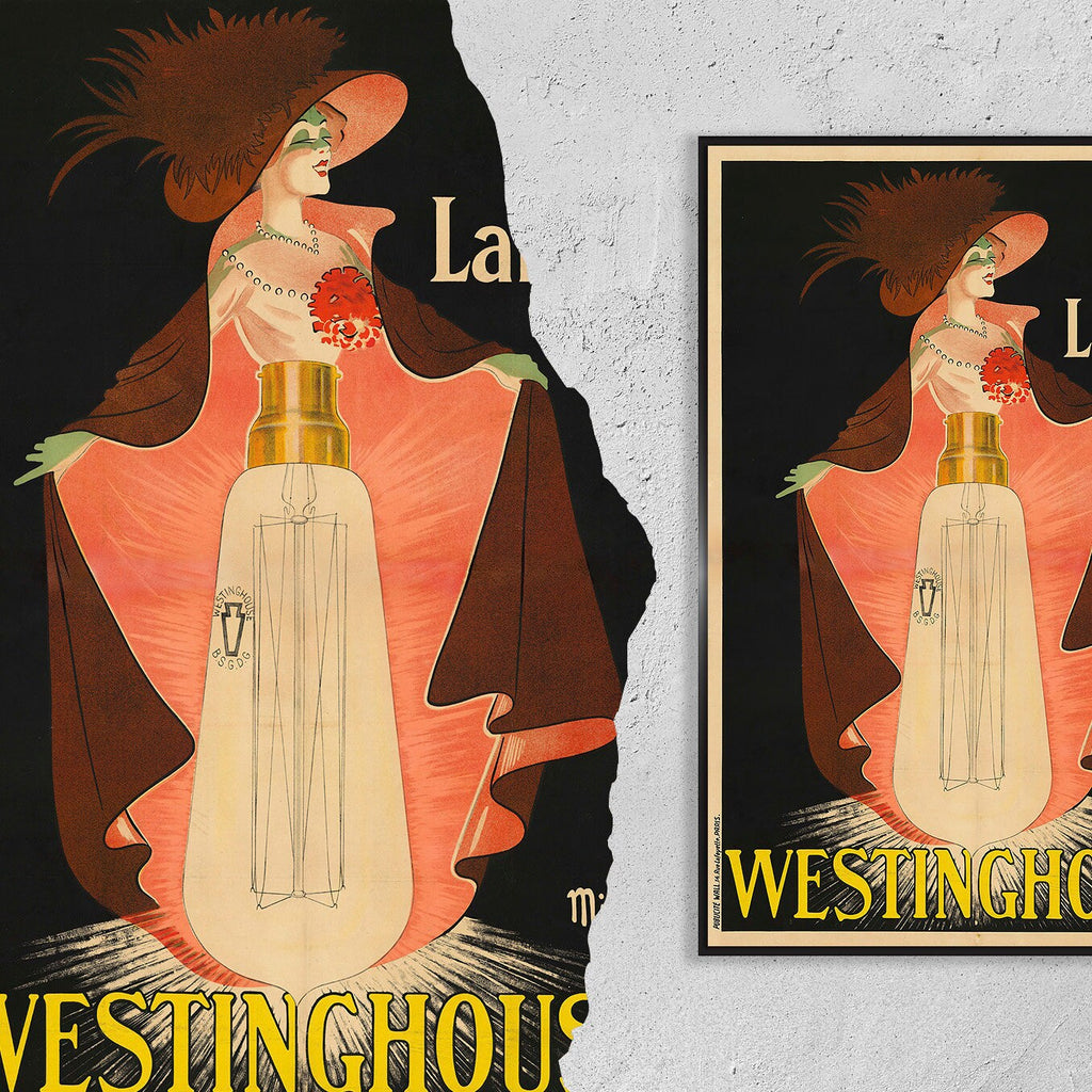 Hi-Res-Druck – A4, A3... 20x30 Zoll... Westinghouse Lampe – Vintage Werbeplakat
