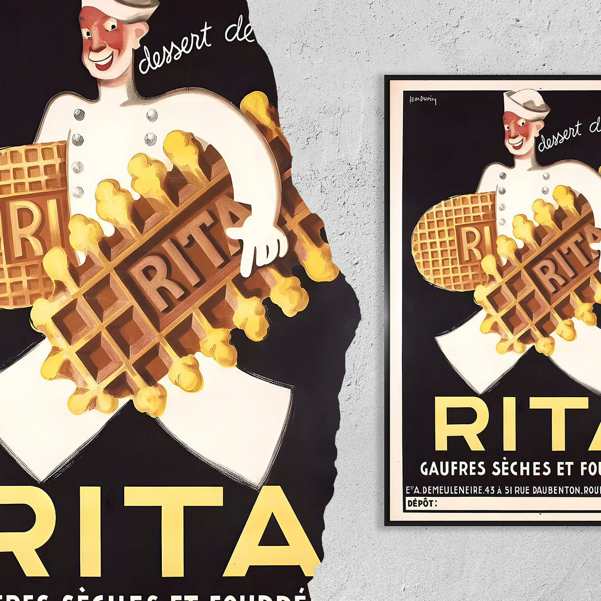 Hi-Res Print - A4, A3...20x30 inch... "Rita Waffles" Leon Dupin - France Kitchen Poster