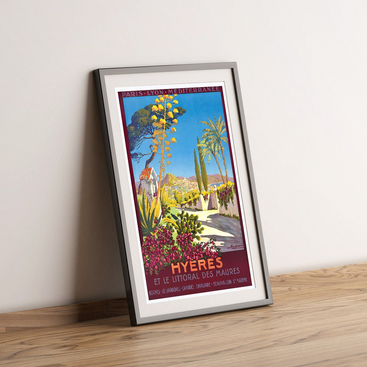 Vintage Kunstdruck-Poster – A4, A1...20x30 Zoll... Hyères, Paris, Lyon, Mittelmeer – Südfrankreich, PLM – Reise-Städte-Poster