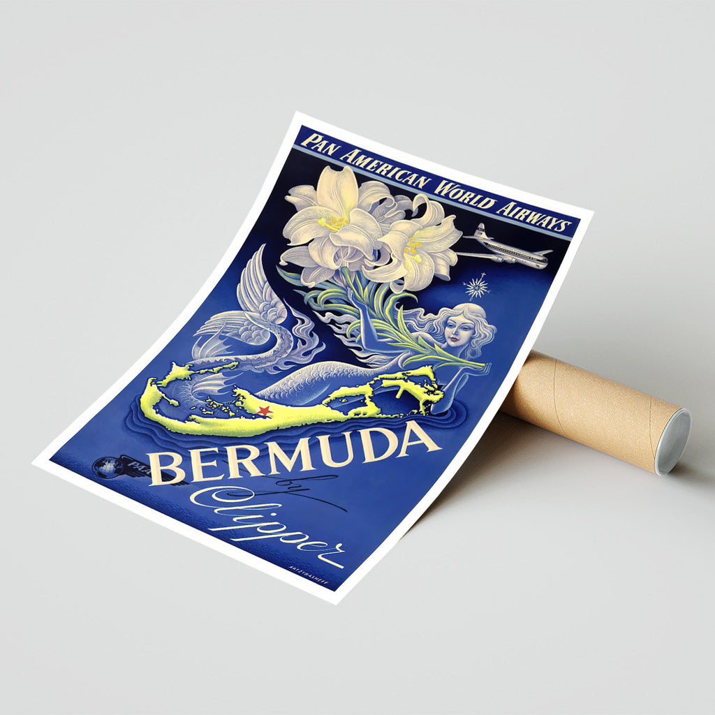 Vintage Kunstdruck Poster - A4, A1...20x30 inch... Pan American World Airways - Visit Bermuda - Vintage Airline Print
