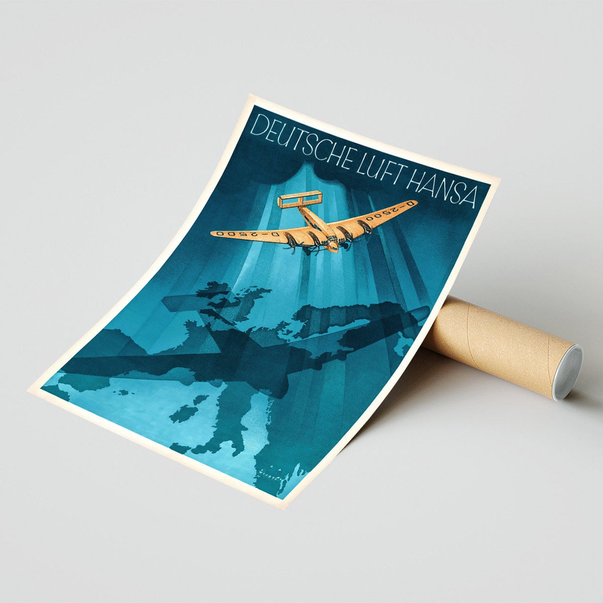 Vintage Fine Art Poster - A4, A1...20x30 Zoll... Deutsche Luft Hansa - Vintage Airline Druck
