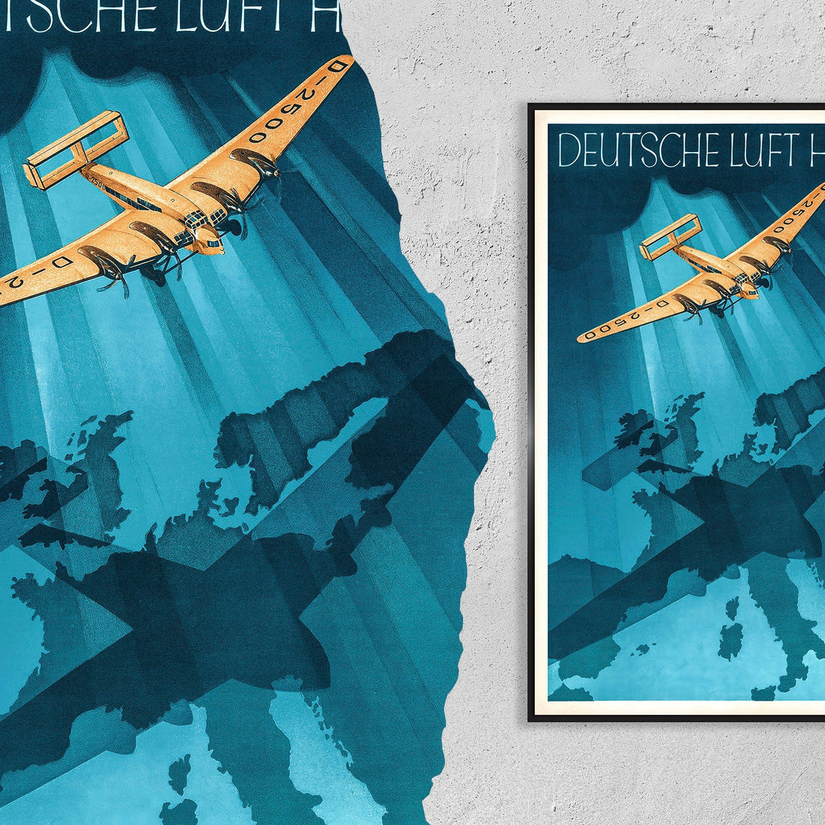 Vintage Fine Art Poster - A4, A1...20x30 Zoll... Deutsche Luft Hansa - Vintage Airline Druck