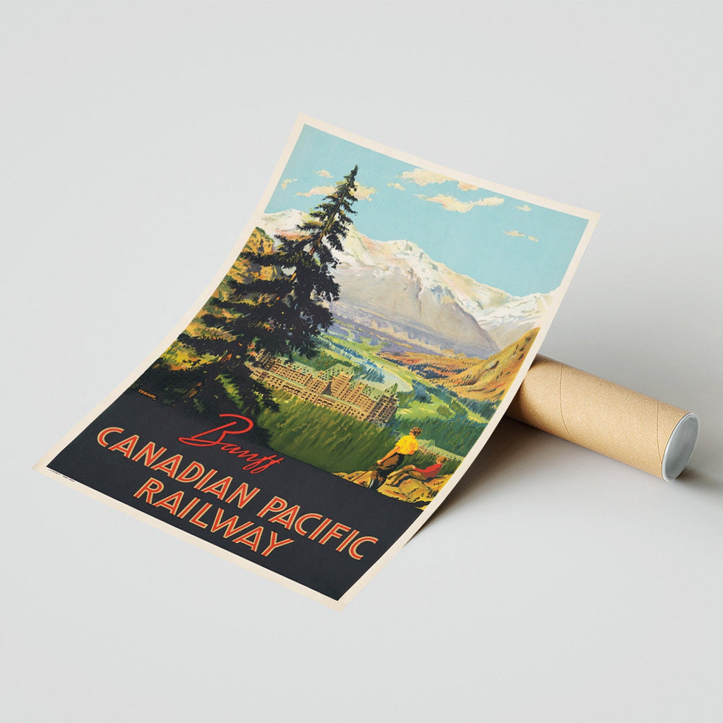 Hochauflösender Druck – A4, A3... 20x30 Zoll... Canadian Pacific Railway, Besuchen Sie Banff – Vintage-Fluglinienposter
