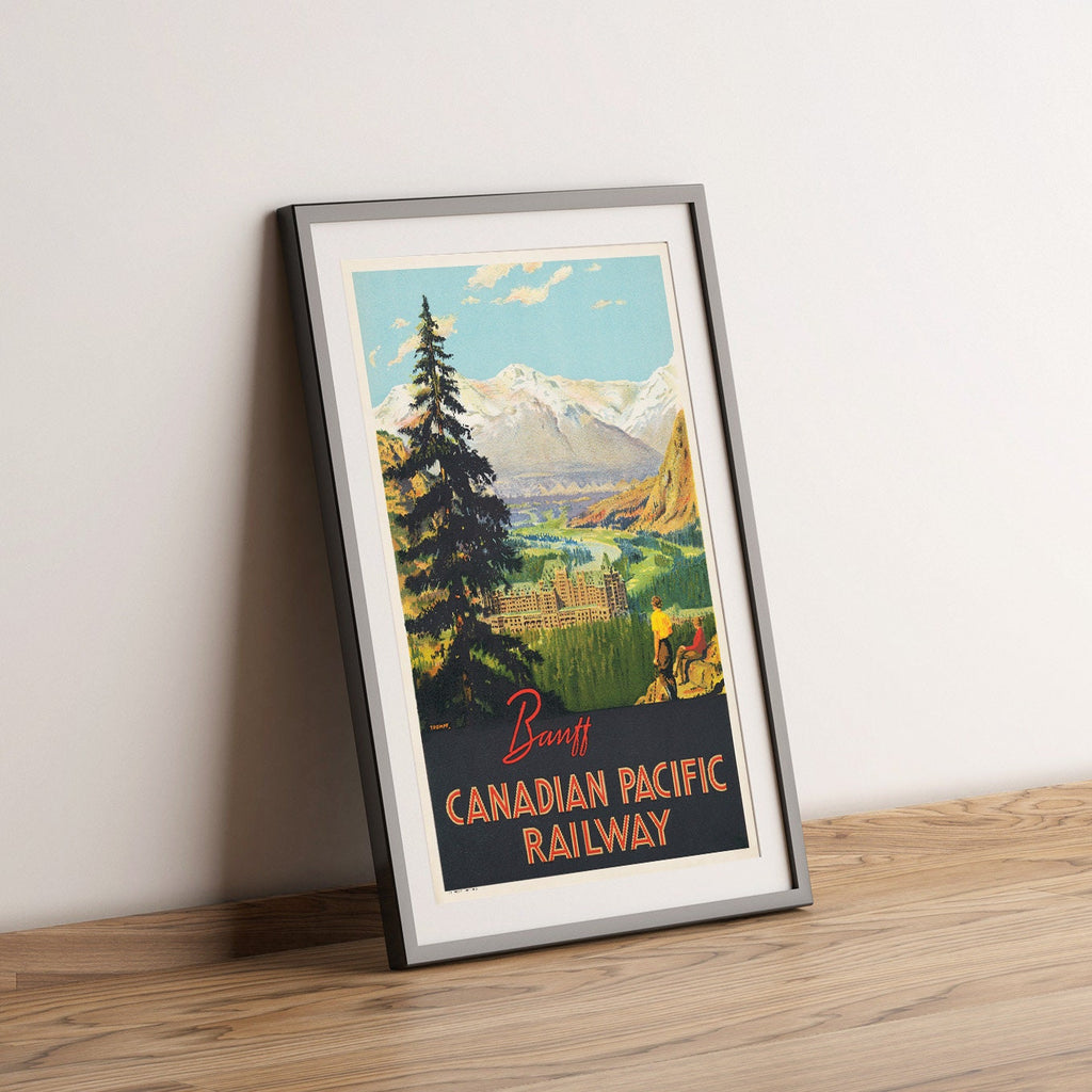 Hochauflösender Druck – A4, A3... 20x30 Zoll... Canadian Pacific Railway, Besuchen Sie Banff – Vintage-Fluglinienposter