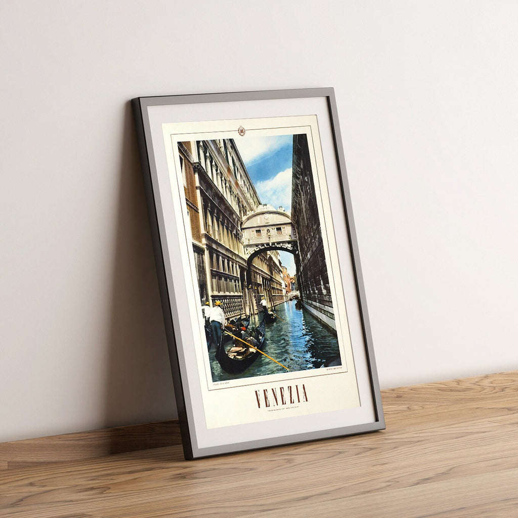Hi-Res Print - A4, A3...18x27 Zoll... Seufzerbrücke, Venedig, Italien, 1955 - Vintage-Reiseposter