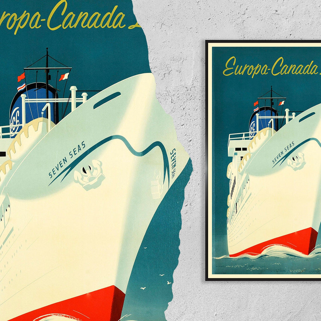 Hi-Res Druck - A4, A3...20x30 Zoll... Reyn Dirksen, Europa Canada Shipping Line, 1960 - Reiseplakat