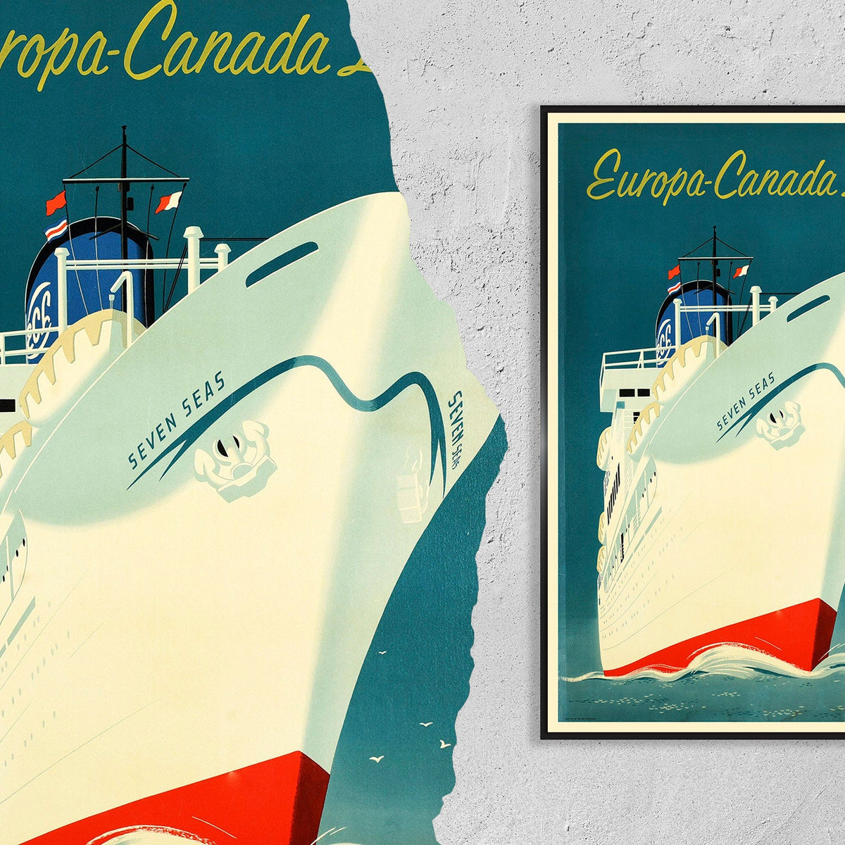 Hi-Res Druck - A4, A3...20x30 Zoll... Reyn Dirksen, Europa Canada Shipping Line, 1960 - Reiseplakat