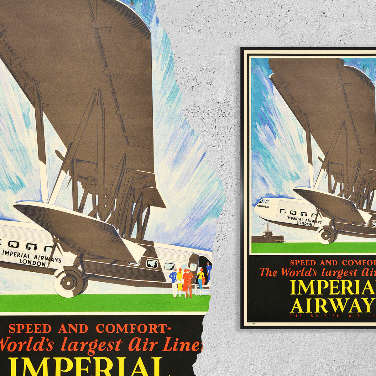 Vintage Airline Advertising Travel Print inch... Imperial Airways Largest Air Liners – Vintage Reise-Werbedruck