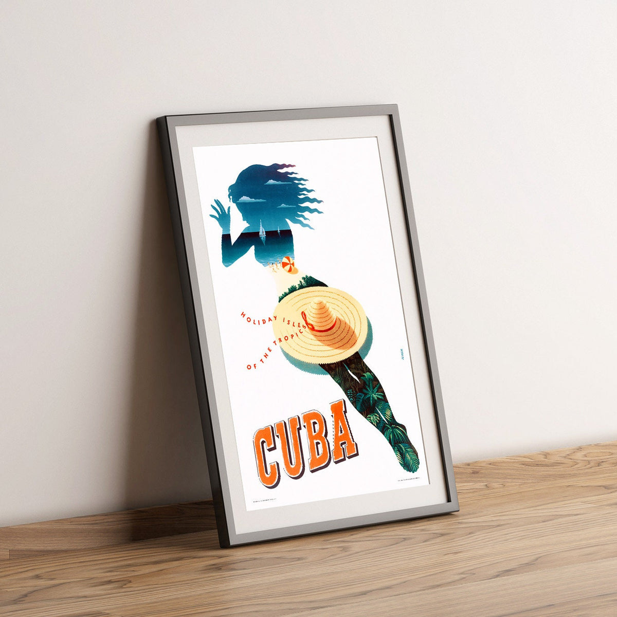 Hochauflösender Druck – A4, A3... 20x30 Zoll... Besuchen Sie Kuba, die Perle der Karibik – Vintage-Reisewerbeposter