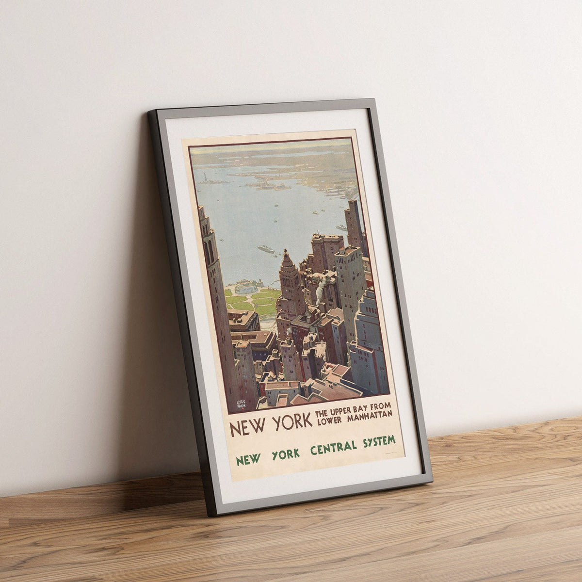 Vintage Fine Art Poster – A4, A1... 20x30 Zoll... Besuchen Sie New York, The Upper Bay From Lower Manhattan – Vintage-Reisewerbedruck