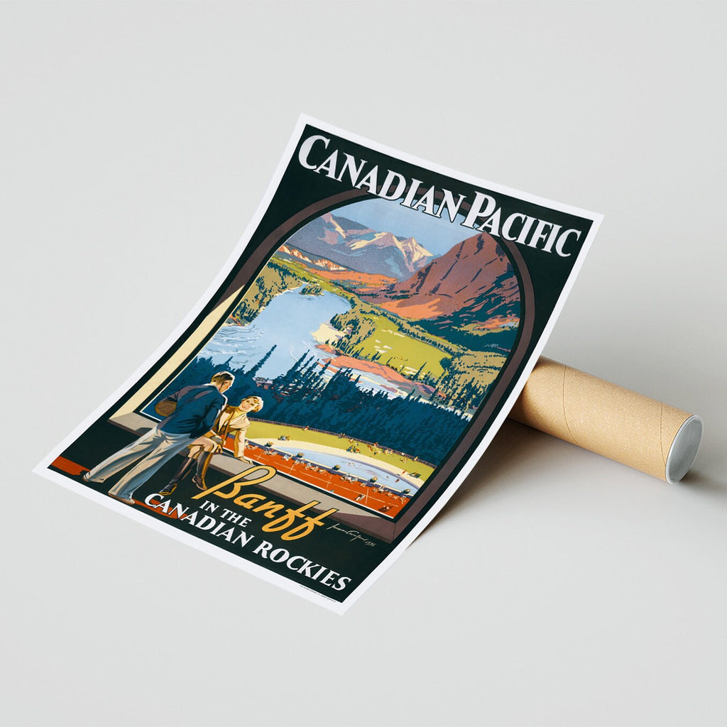 Hochauflösender Druck – A4, A3... 20x30 Zoll... Canadian Pacific Railway, Banff in den kanadischen Rocky Mountains – Vintage-Reiseposter