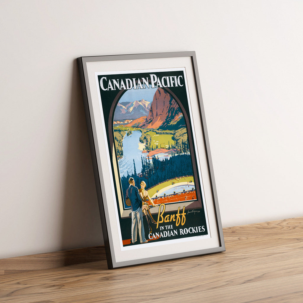 Hochauflösender Druck – A4, A3... 20x30 Zoll... Canadian Pacific Railway, Banff in den kanadischen Rocky Mountains – Vintage-Reiseposter