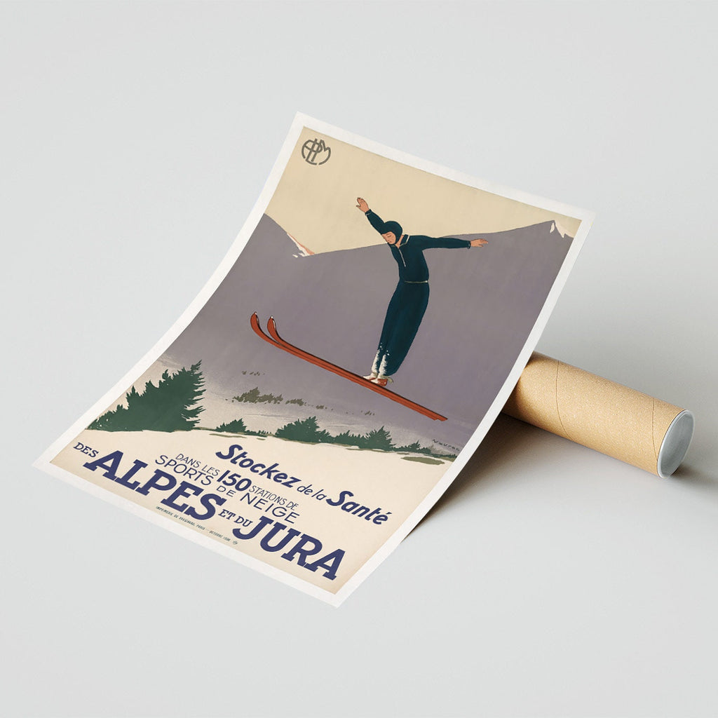 Hi-Res Print - A4, A3...20x30 Zoll... Des Alpes Et De Jura, Sports De Neige, PLM - Vintage Werbung Sportplakat
