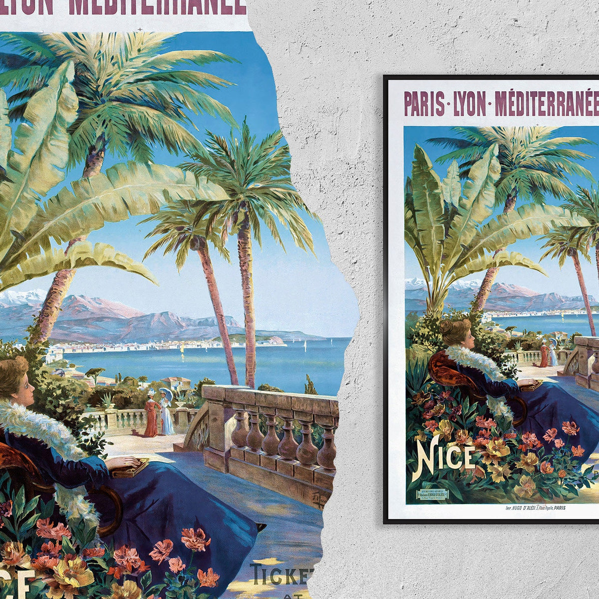 Hi-Res-Druck - A4, A3...20x30 Zoll... Paris, Lyon, Mittelmeer, Eisenbahn, Hugo D'Alesi, Nizza, PLM - Reise-Stadtposter