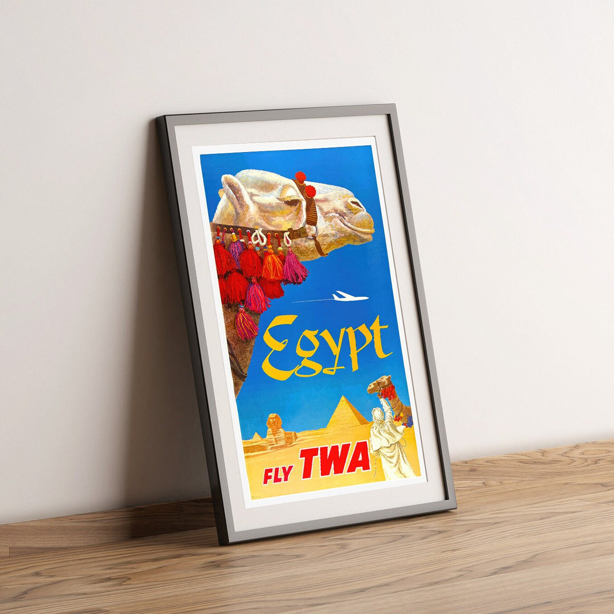 Hi-Res Print - DIN A4, DIN A3...20x30 Zoll... Fliege TWA, Besuche Ägypten - Vintage Werbe Airline Poster
