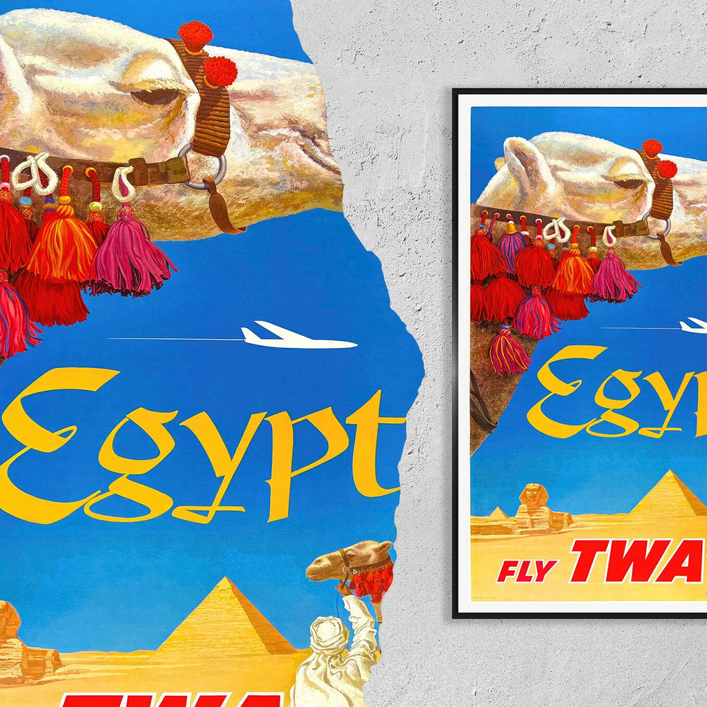 Hi-Res Print - DIN A4, DIN A3...20x30 Zoll... Fliege TWA, Besuche Ägypten - Vintage Werbe Airline Poster