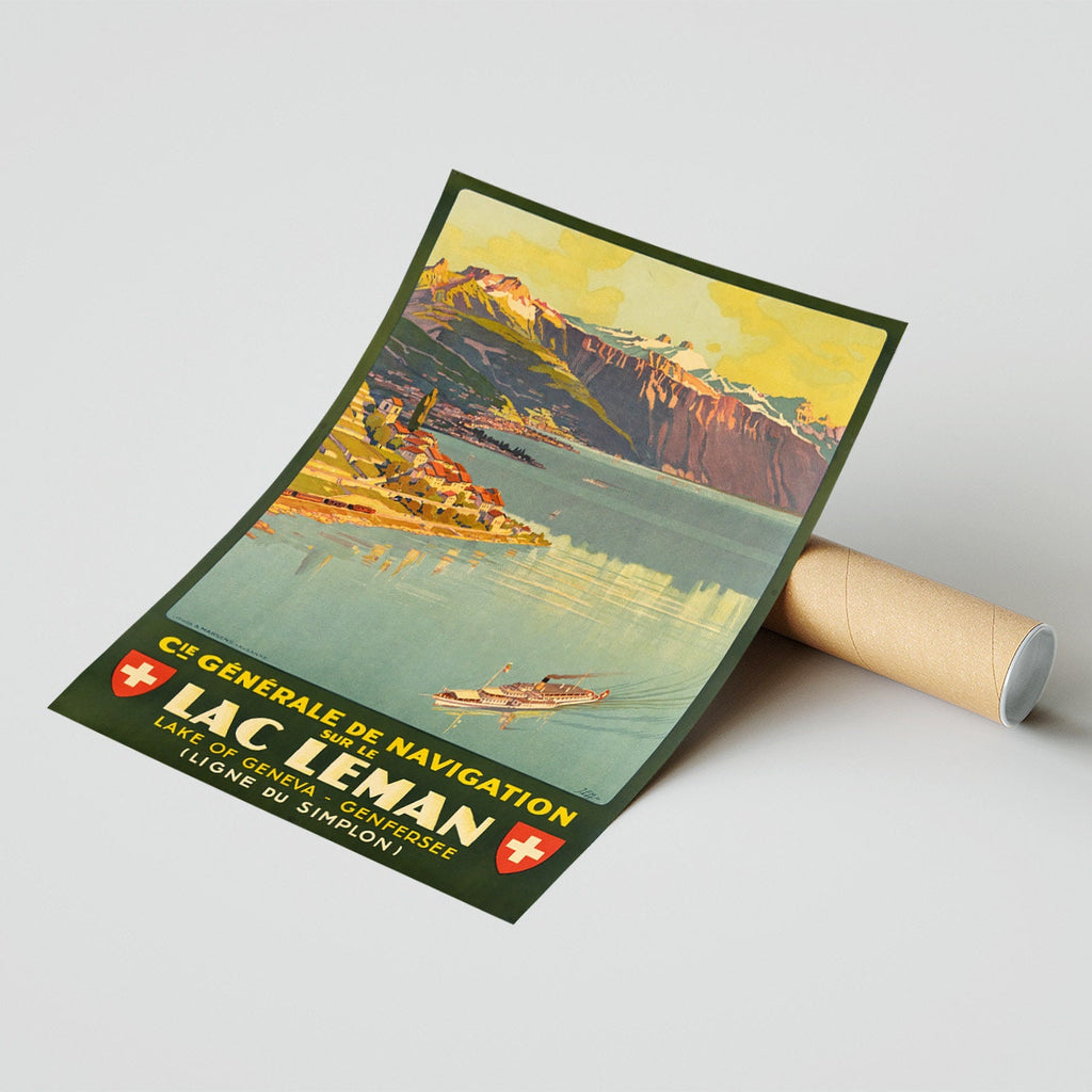 Hi-Res Print - A4, A3...20x30 Zoll... Compagnie Générale de Navigation sur le Lac Léman, Johannes Emil, 1927 - Vintage Transportplakat