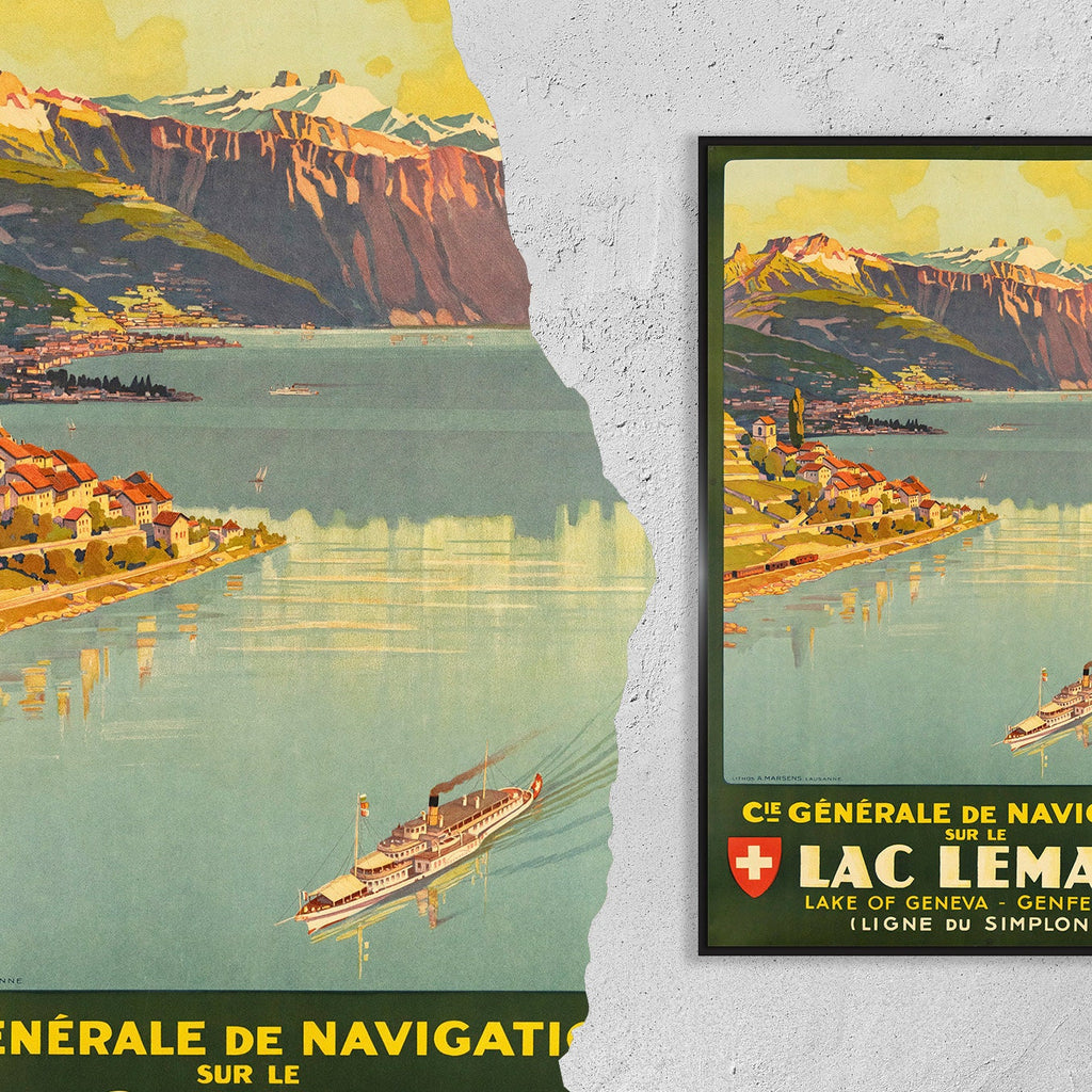 Hi-Res Print - A4, A3...20x30 Zoll... Compagnie Générale de Navigation sur le Lac Léman, Johannes Emil, 1927 - Vintage Transportplakat