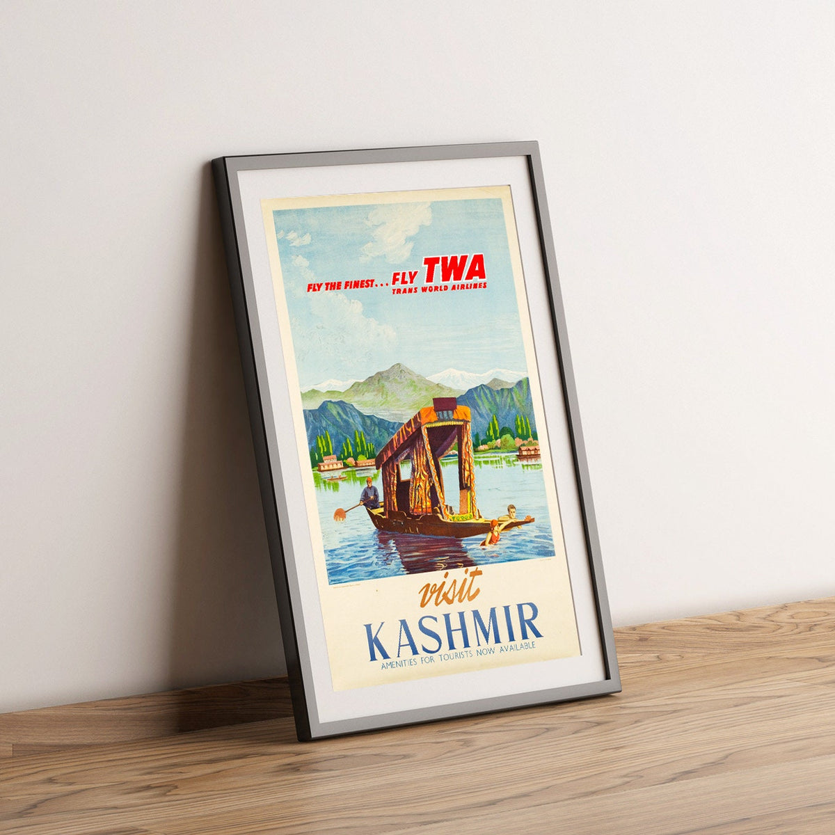 Vintage Kunstdruckposter – A4, A1... 20x30 Zoll... Fliege TWA, Besuche Kaschmir, Fliege mit den Besten, 1950 – Vintage-Werbung Fluggesellschaften-Druck