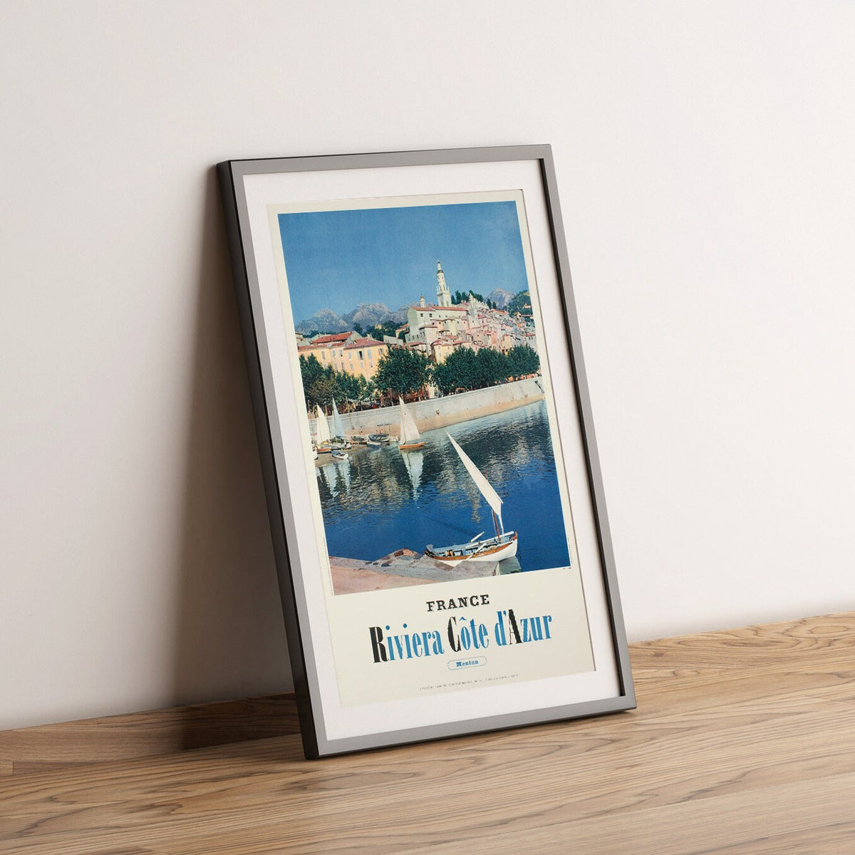 Hi-Res-Druck - A4, A3... 20x30 Zoll... Menton, Riviera, Côte d'Azur, Ph. Petit, 1950 - Vintage-Airline-Werbeplakat