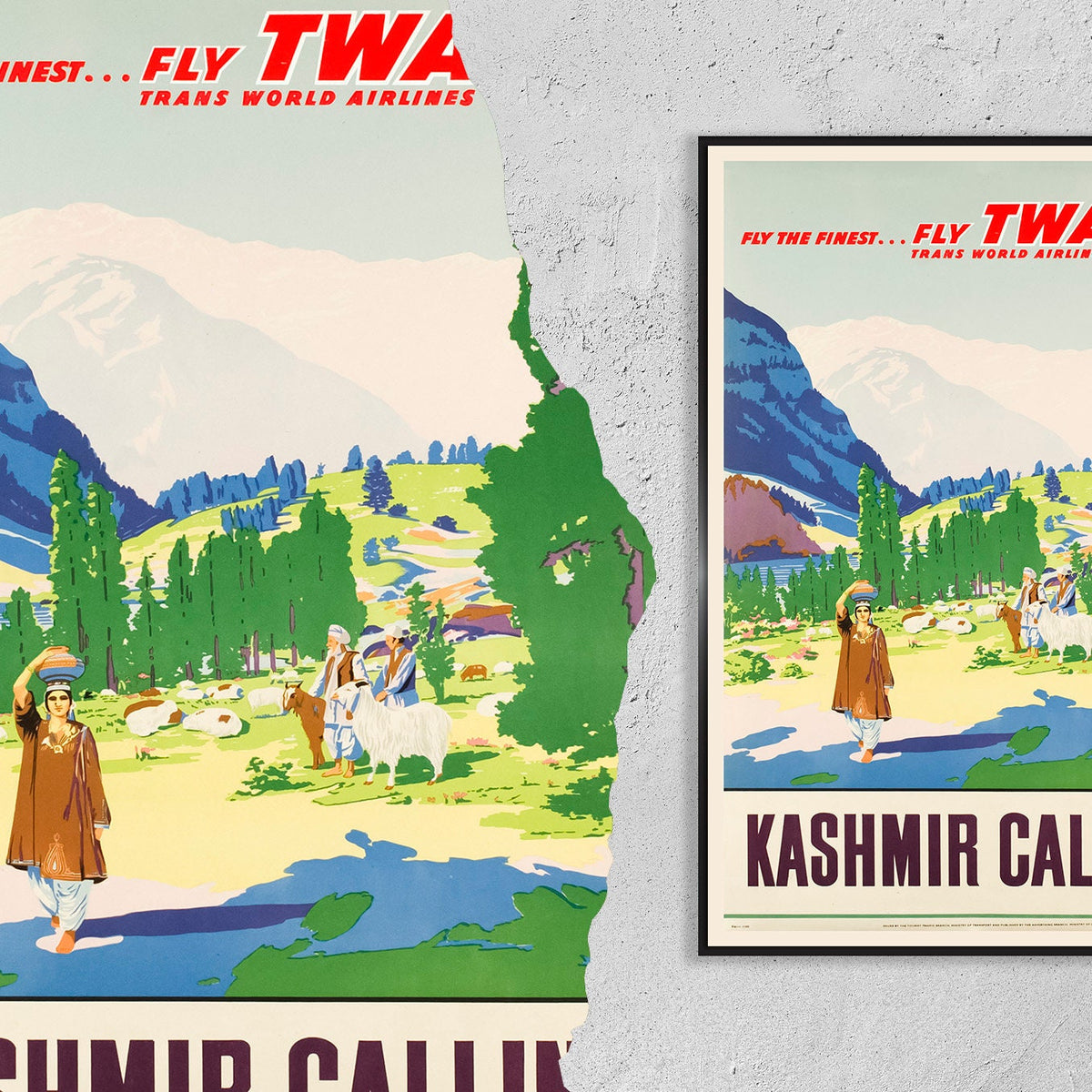 Flieg TWA · Besuche Kaschmir · Nordindien · American Trans World Airlines · 1949