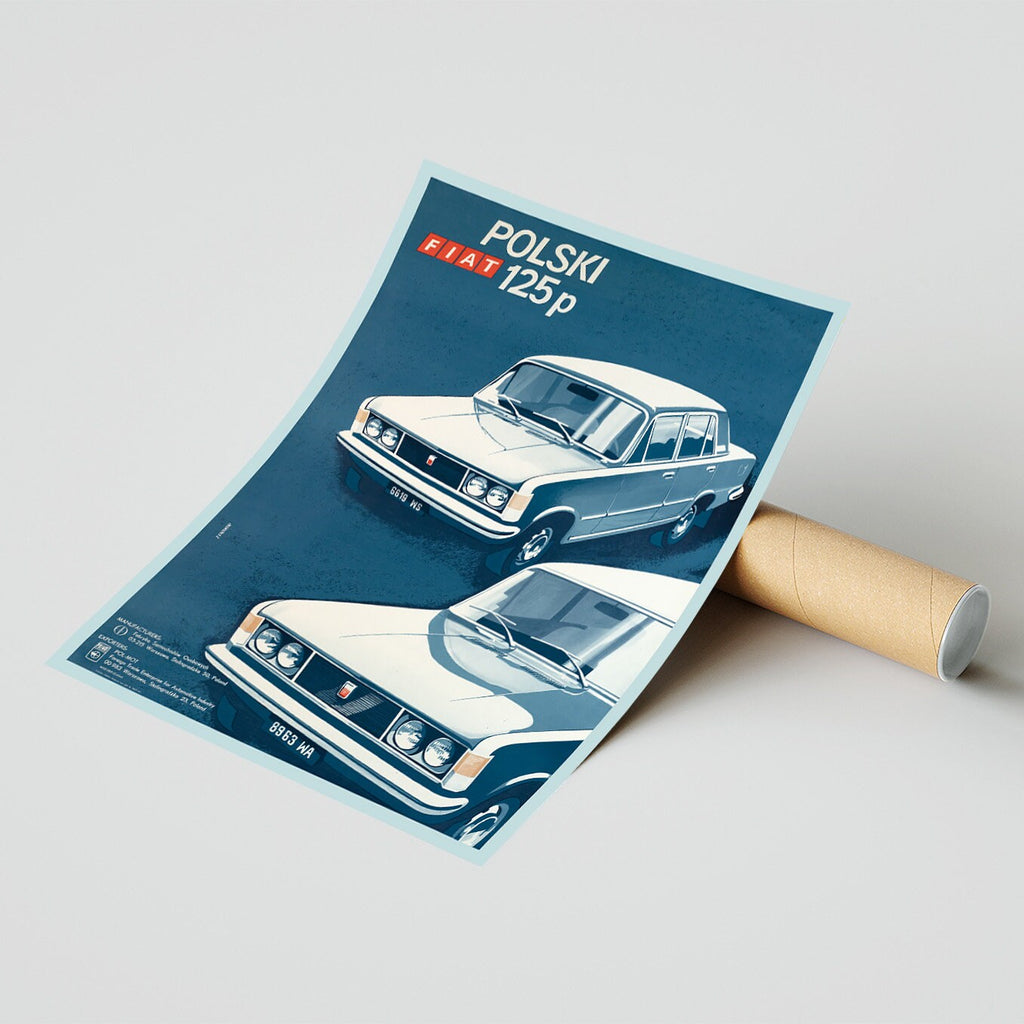 Hi-Res Druck - A4, A3...20x30 Zoll... Fiat, Polsky 125p, 1970 - Auto Werbeplakat