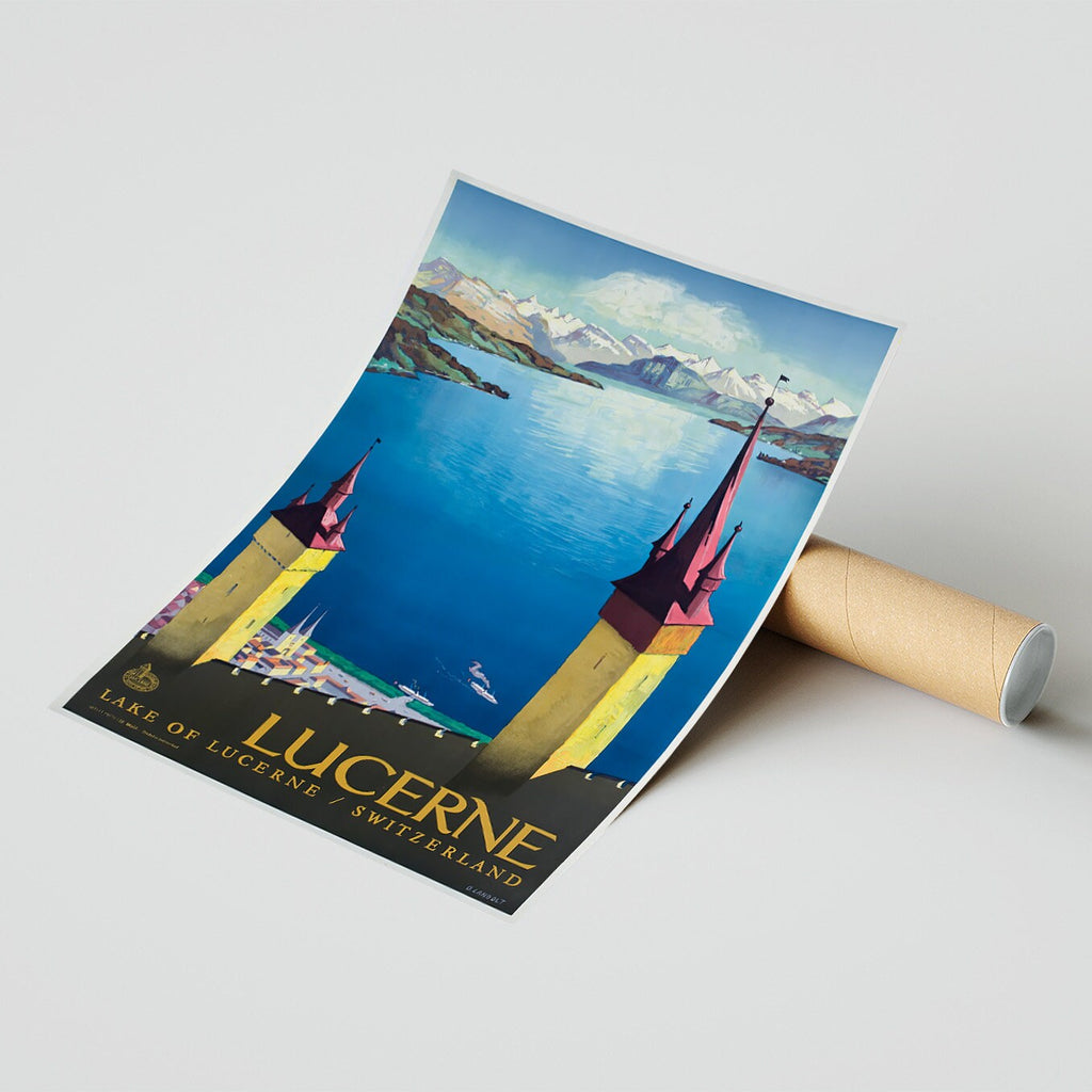 Vintage Fine Art Poster - A4, A1...20x30 Zoll... Luzern, Vierwaldstättersee Schweiz, Otto Landolt, 1930 - Vintage Transport Reiseprint