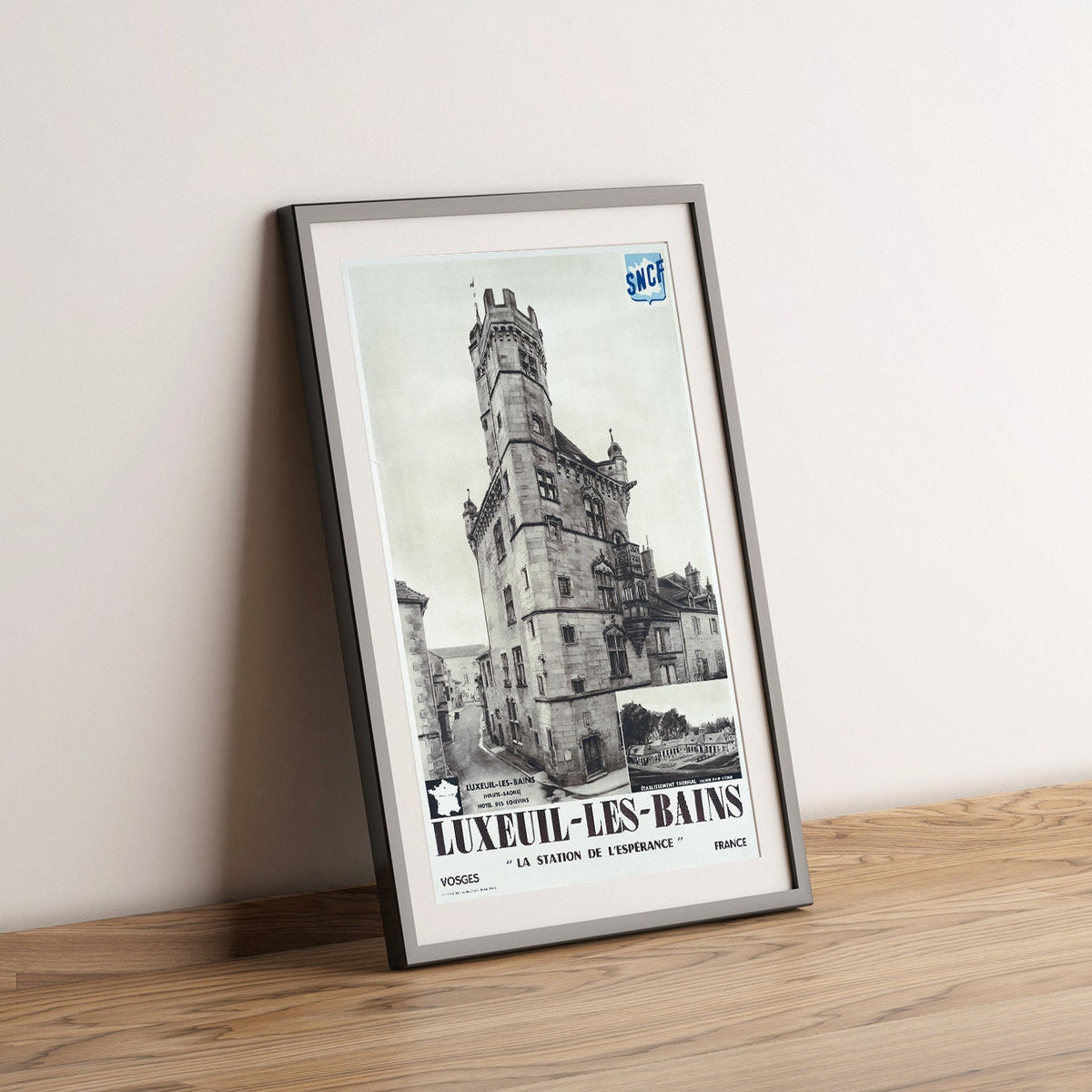 Kunstdruck im Vintage-Stil – A4, A1...20x30 Zoll... Luxeuil-Les-Bains, Chemins de Fer Français, Société Nationale, 1938 – Reiseposter