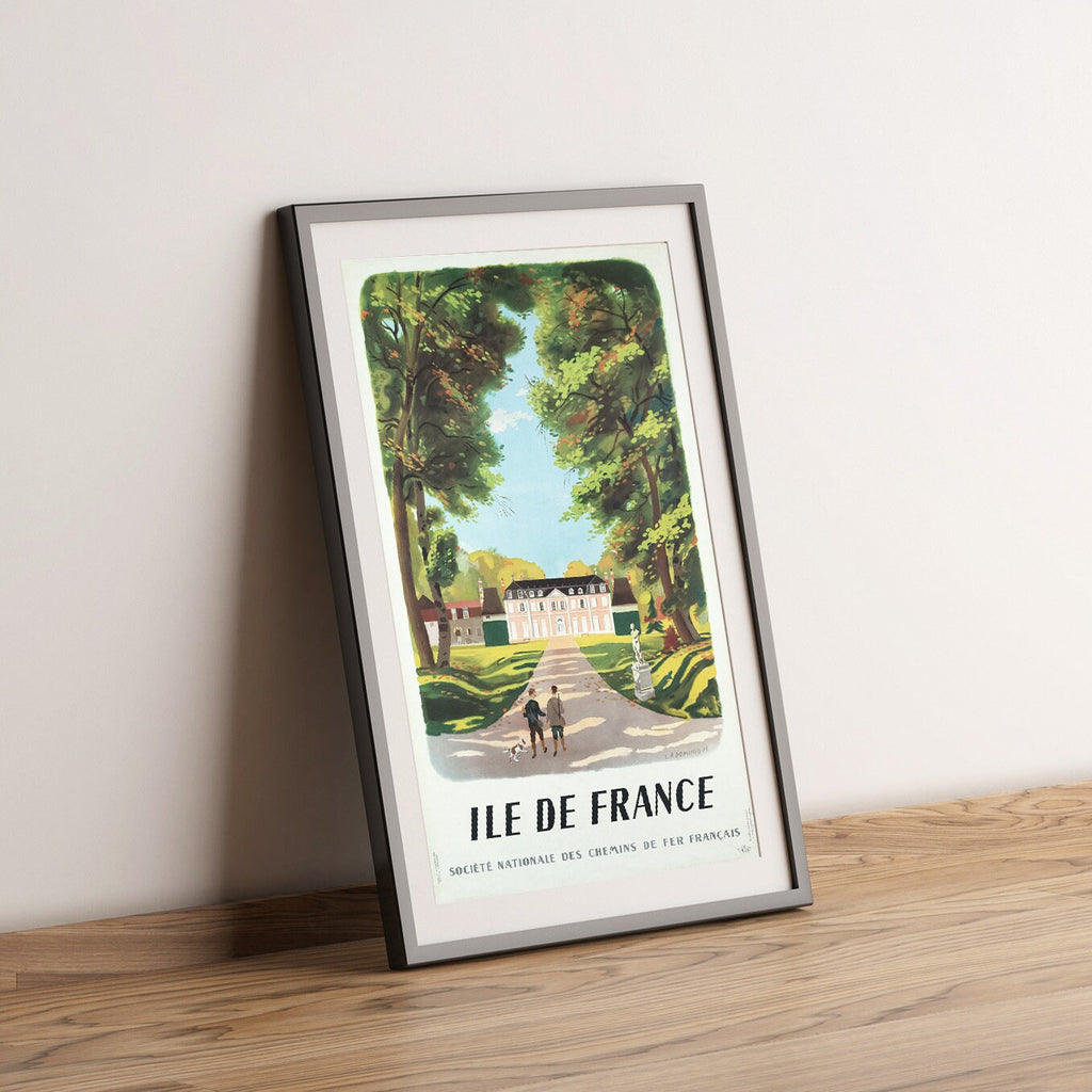 Hi-Res Print - A4, A3...20x30 Zoll... Société Nationale des Chemins de Fer Français, Île de France, SNCF, 1946 - Vintage Reiseplakat