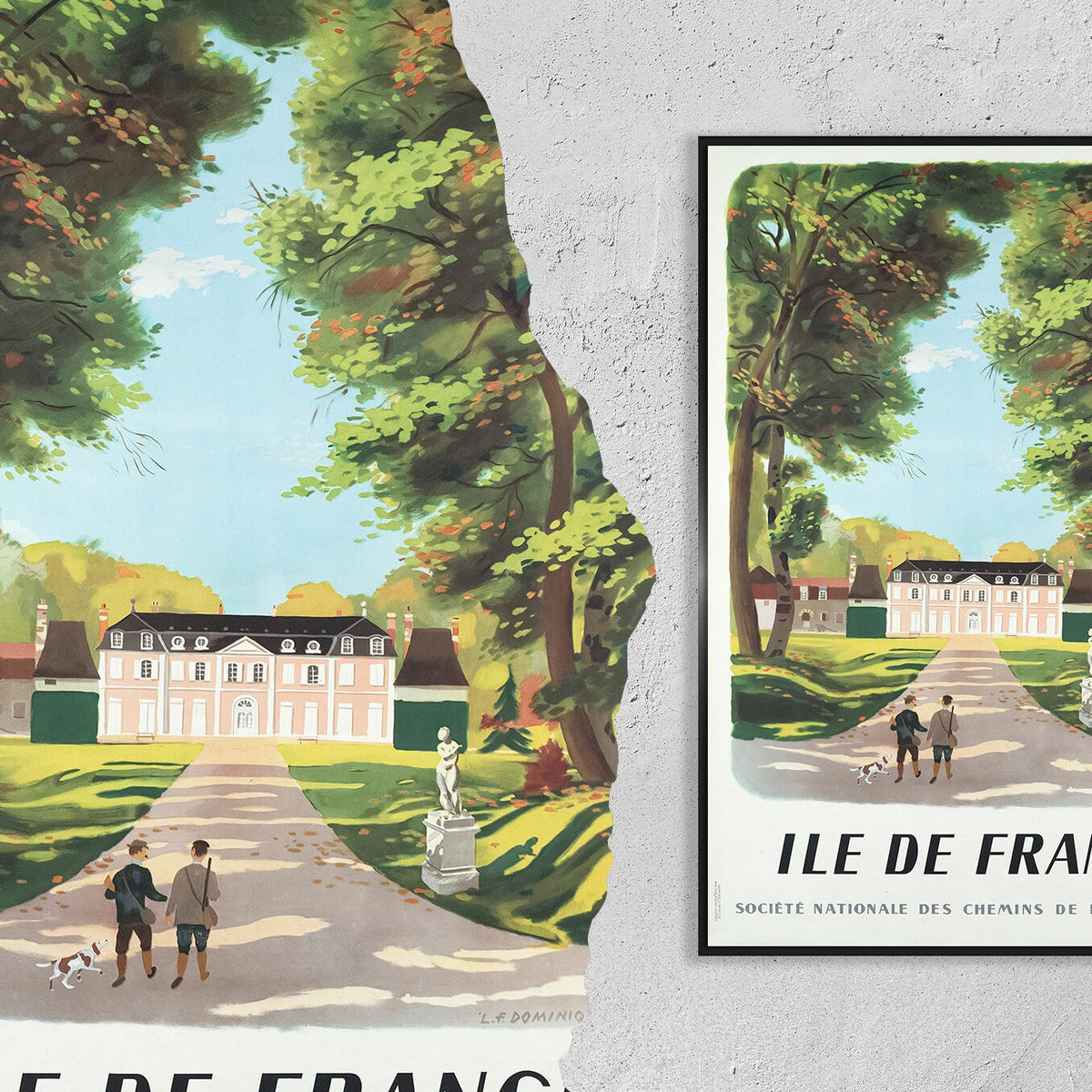 Hi-Res Print - A4, A3...20x30 Zoll... Société Nationale des Chemins de Fer Français, Île de France, SNCF, 1946 - Vintage Reiseplakat