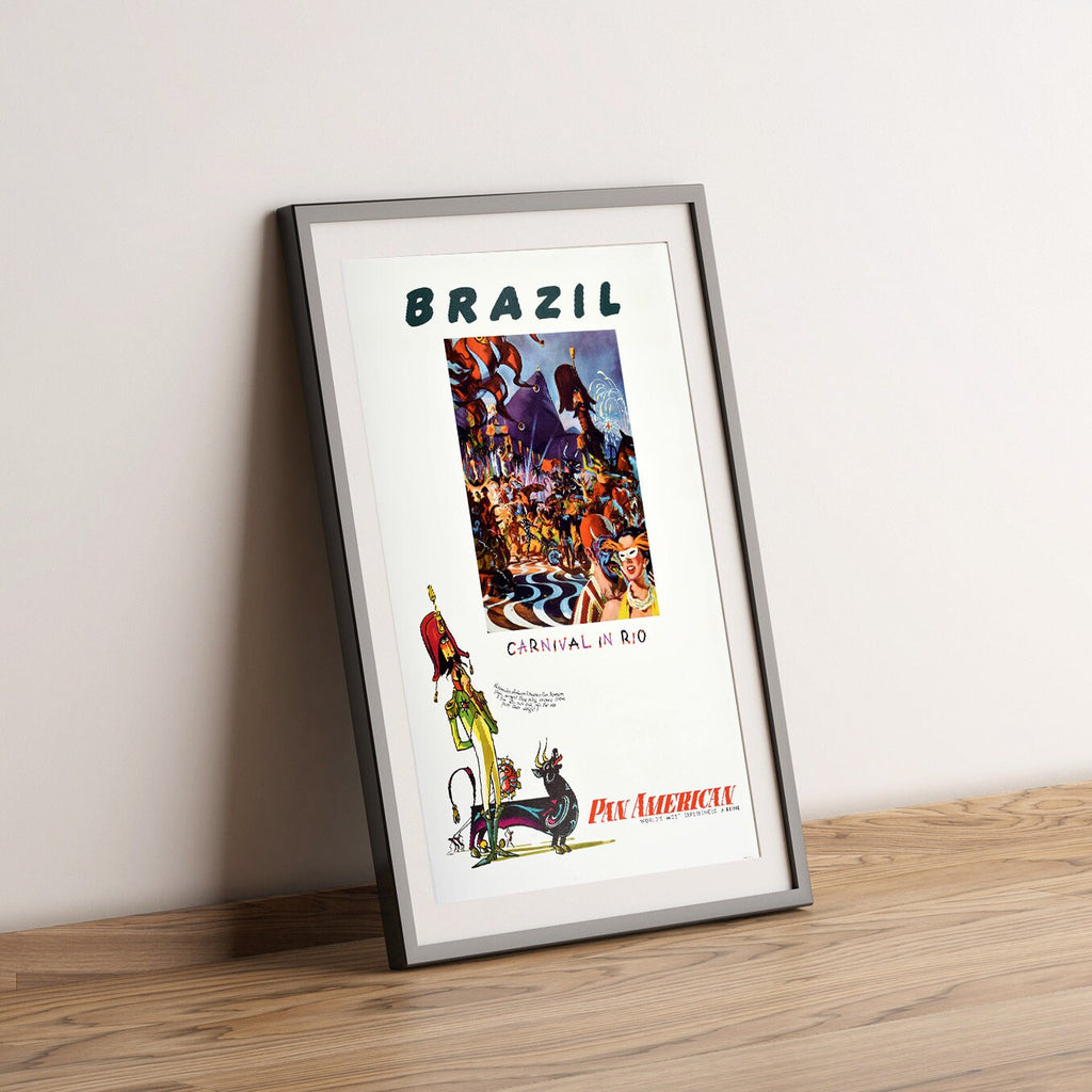 Hochauflösender Druck - A4, A3... 20x30 Zoll... Pan American World Airways, Reisen in Brasilien, Karneval in Rio, 1950 - Vintage-Fluglinienposter