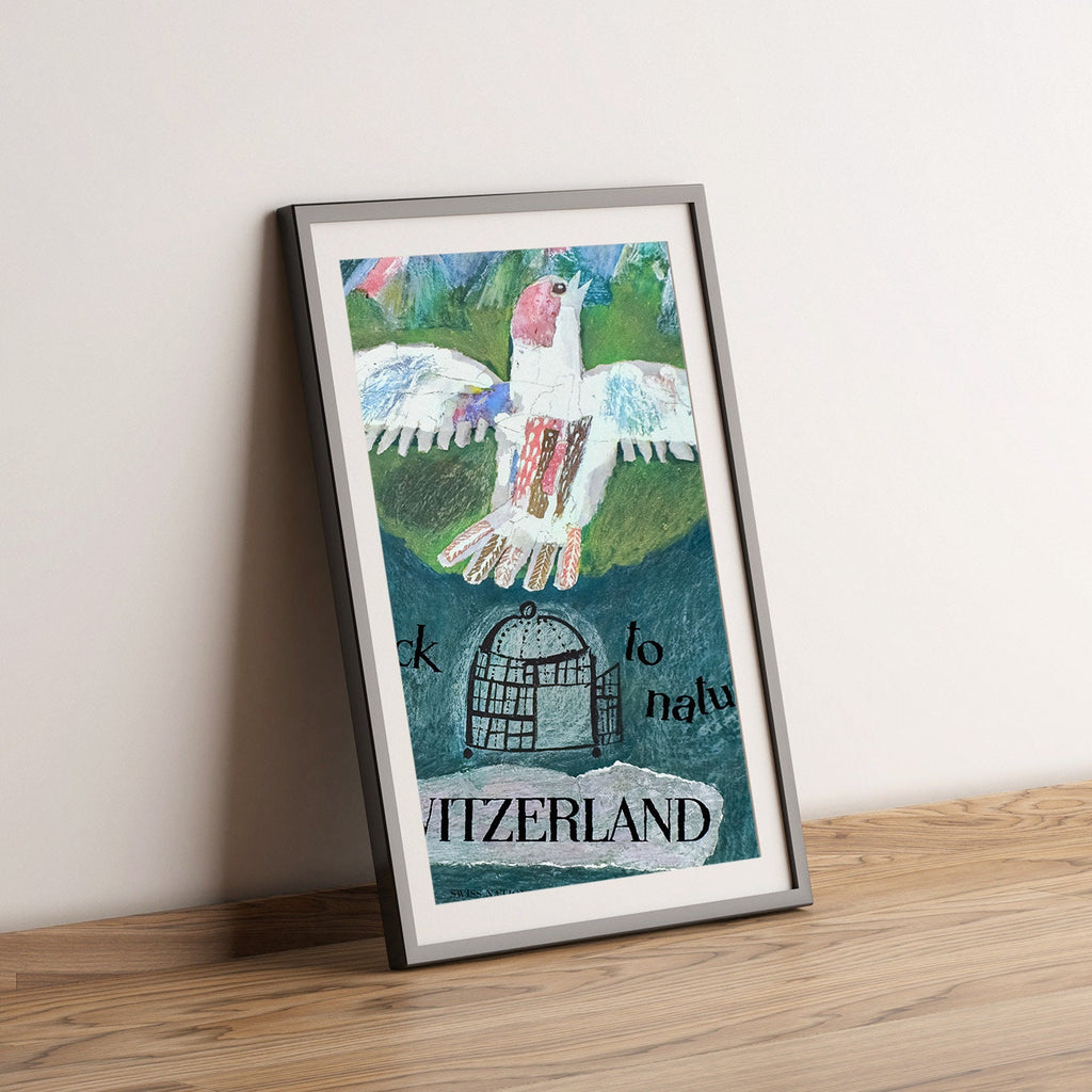 Hi-Res Print - A4, A3...20x30 Zoll... Zurück zur Natur, Schweiz, At. Creux, 1965 - Vintage Reisebüro Plakat