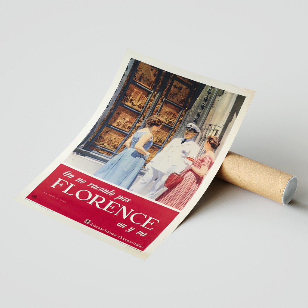 Hi-Res Print - A4, A3...20x30 Zoll.. Reise durch Italien, Man erzählt nicht von Florenz, Man fährt hin, 1954 - Vintage Reiseplakat