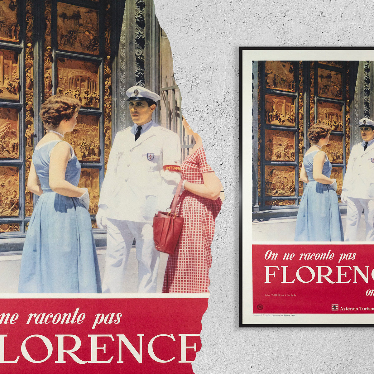 Hi-Res Print - A4, A3...20x30 Zoll.. Reise durch Italien, Man erzählt nicht von Florenz, Man fährt hin, 1954 - Vintage Reiseplakat
