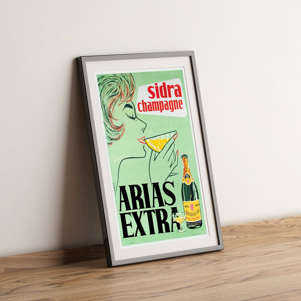 Hi-Res Print - A4, A3… 20x30 inch... Spain, Champagne, Sidra Woman, Arias Extra, 1962 - Vintage Drink Poster