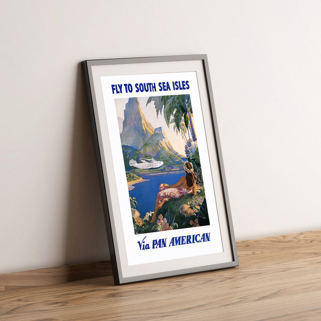 Vintage Fine Art Poster – A4, A1...20x30 inch... Pan Am (Pan America) – Fliegen Sie zu den Südseeinseln – Vintage-Flugreisen-Druck